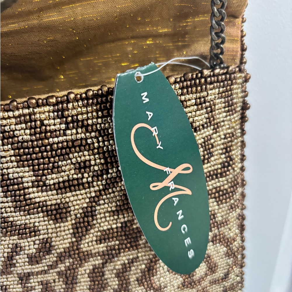 NWT Mary Frances Gold and Brown Handcrafted Gemstone Beaded Handbag - Picture 9 of 15